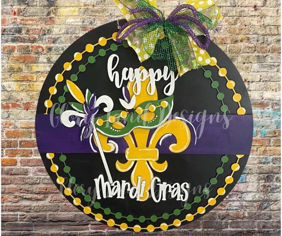 Fleur-de-lis and Mardi Gras Mask Round